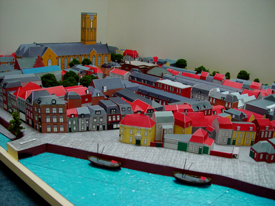 878189 Afbeelding van een deel van de 'kale' maquette van het noordoostelijk deel van ‘Wijk C anno 1925’ , gemaakt door ...